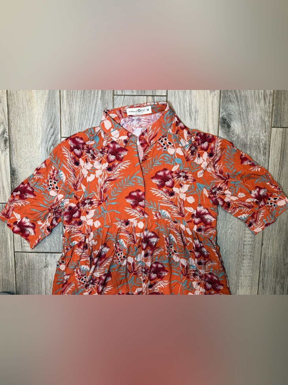 NATURAL LIFE Orange Floral Tiered Midi Dress - Picture 2 of 5